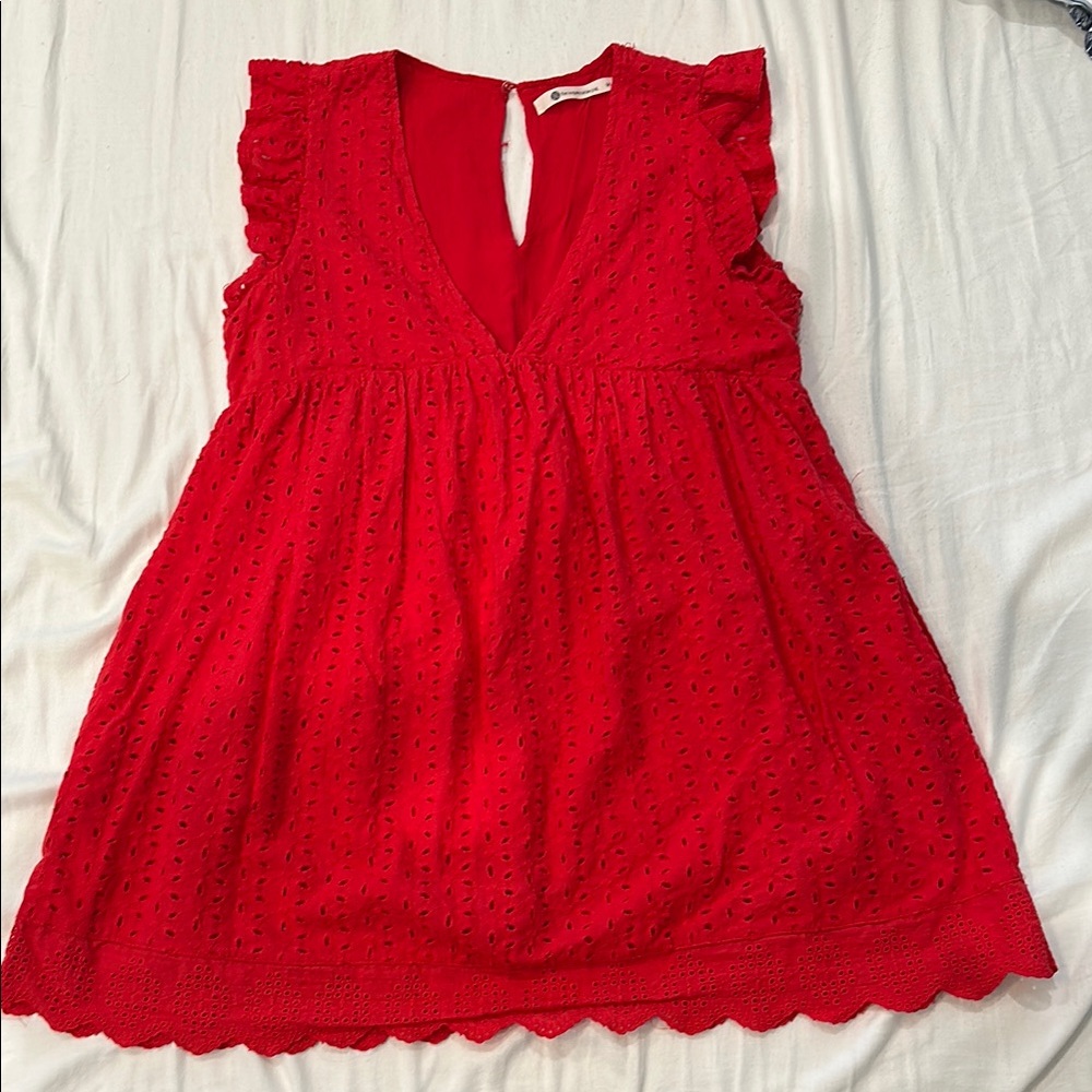 Red Eyelet Sleeveless Top